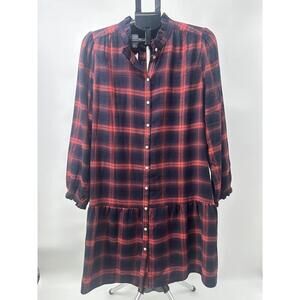 NWT Loft Flannel Dress Autumn Cozy Everyday Wear Long Sleeve Button Down Size L‎